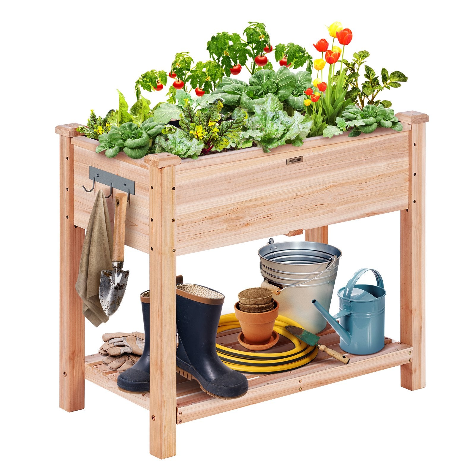 Wooden Raised Garden Bed Planter Box 33.9x18.1x30' Flower Vegetable Herb