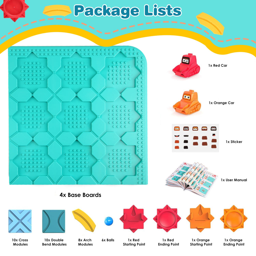 1Pc Kids Logical Road Builder Toy Brain Teasers Puzzles Montessori Toys Preschool Educational Learning Toys Puzzle STEM Board Game For 3 To 8 Years Old Boys Girls Birthday Gift
