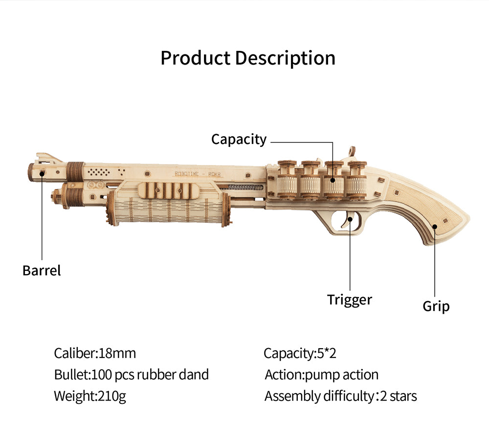 Robotime ROKR Revolver Gun Model Toys 3D Wooden Puzzle Games Crafts Gift For Children Kids Boys Birthday Christmas Gift Dropship
