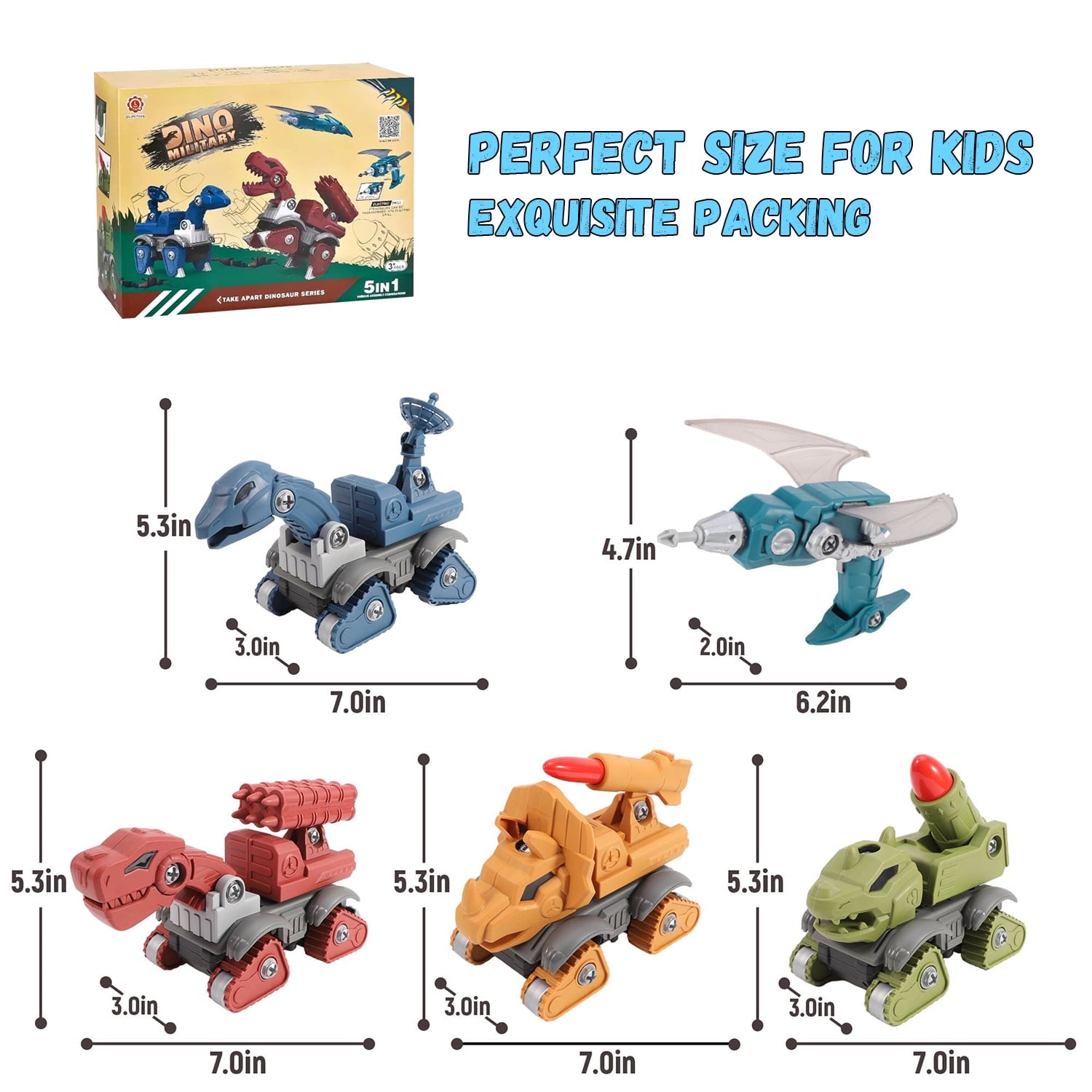5 Pack Take Apart Dinosaur Toys, STEM Construction Building Kids Toys, Children's Day Gifts, Age 3