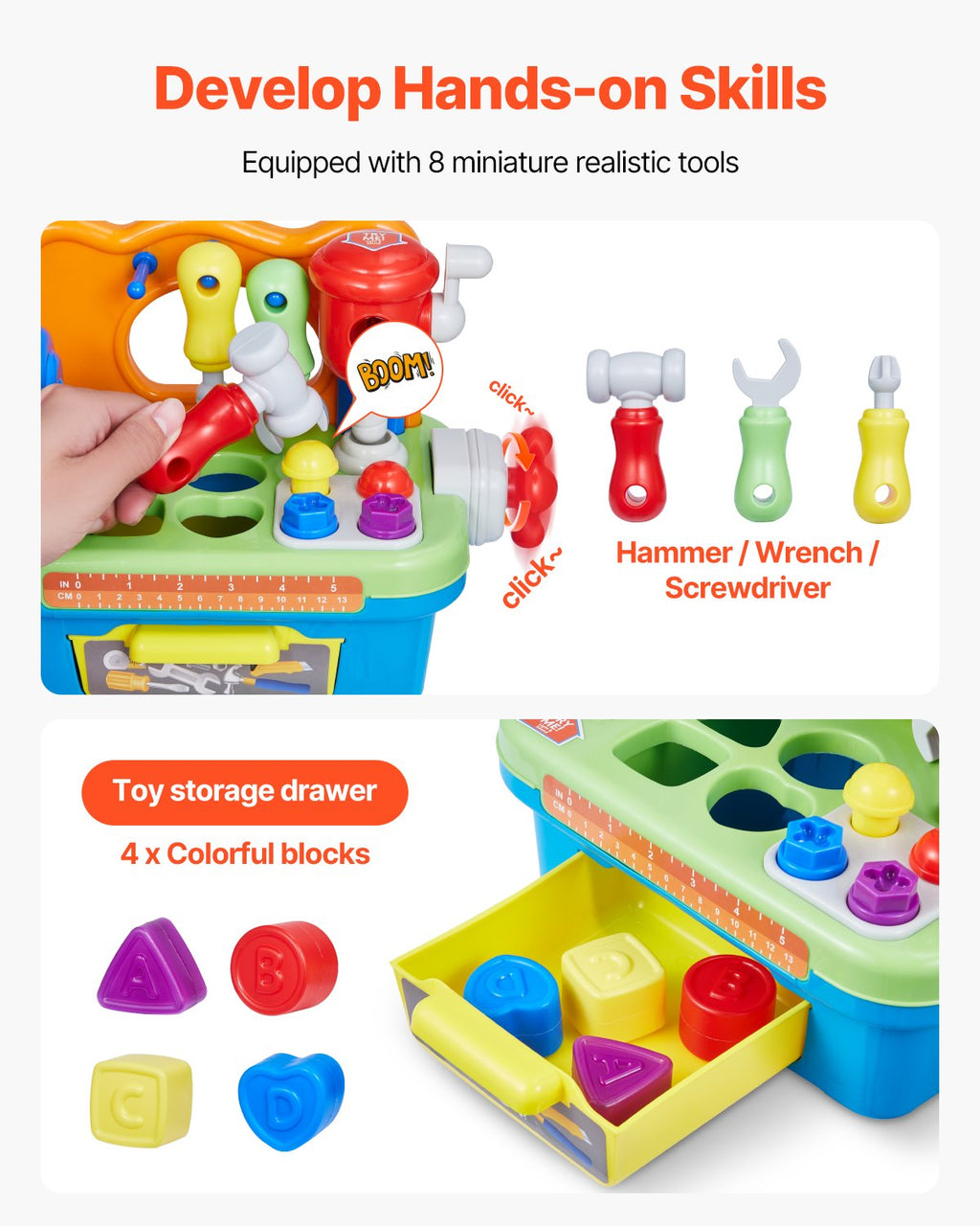 Musical Workbench For Toddler 2 Years+ Toy Musical Learning Workbench